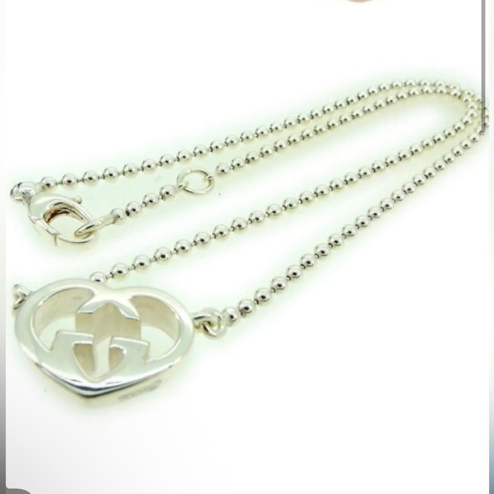 Gucci 925 Silver Heart GG Pendant Necklace - Picture 8 of 9